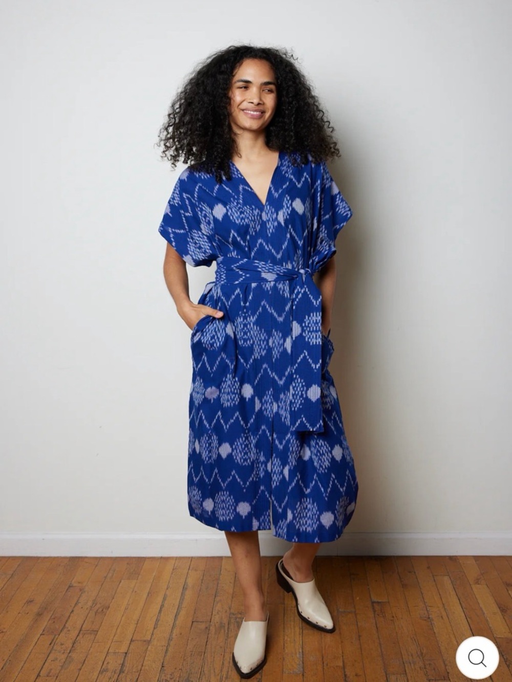 Rujuta Sheth Naya Midi Dress in Ocean Ikat NWT XL/XXL